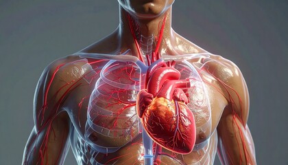 Anatomical depiction of the human heart, a vital organ for life, showcasing its intricate vascular system and muscular structure