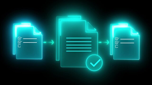 Approved document icon on the transparent background for business process workflow illustrating management approval and and project approve concept. Motion graphics of document idea. 4k video.