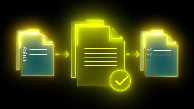 Approved document icon on the transparent background for business process workflow illustrating management approval and and project approve concept. Motion graphics of document idea. 4k video.