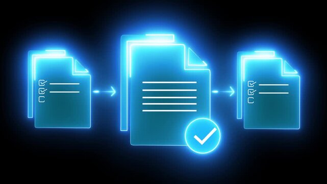 Approved document icon on the transparent background for business process workflow illustrating management approval and and project approve concept. Motion graphics of document idea. 4k video.
