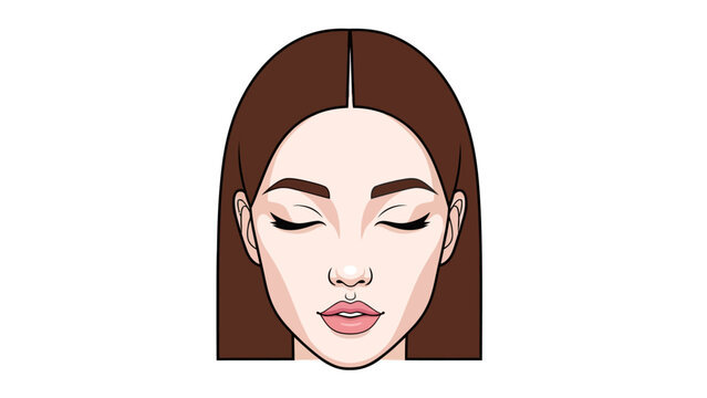Front view of a womans face with closed eyes
