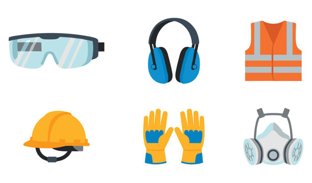 Personal protective equipment (PPE) icons set