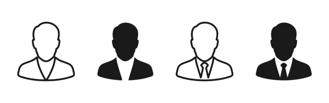 Business avatar icon showing professional male silhouette. Clean vector symbol for corporate accounts, employee profiles, management, identity, office users and business interface design.