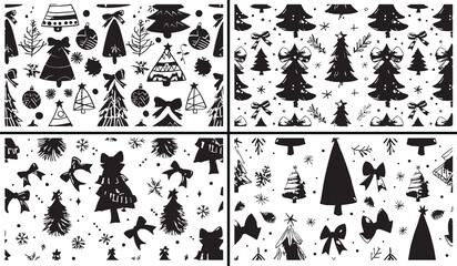 Fototapeta premium christmas clipart illustration, winter holiday doodles, festive icon drawings, hand drawn christmas art, xmas symbol sketches, black white holiday clipart, printable christmas icons, winter illustrati