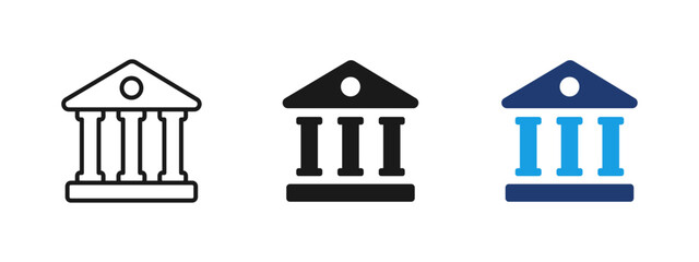 Bank icon representing financial institution building with columns. Symbol of banking, finance, investment, credit and money management for business, corporate and fintech user interface design.