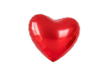 Fototapeta premium Metallic red foil heart balloon with reflective finish, isolated on a transparent background