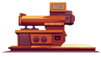 Illustrated industrial machine with digital display isolated on white