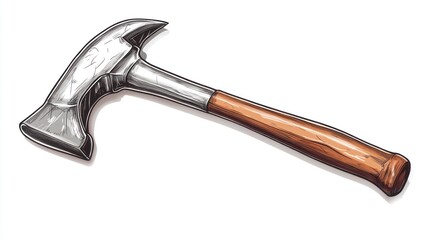 Illustrated hammer tool on white background for construction and repair