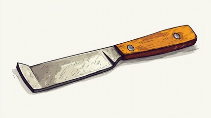 Illustrated knife with wooden handle on a white backdrop for various uses