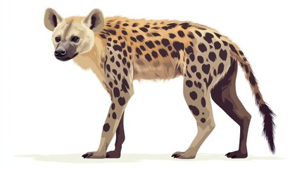 Illustrated spotted hyena isolated on white background for wildlife concepts