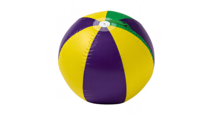 Yellow purple green inflatable beach ball isolated on transparency background playful and fun perfect for summer pool or outdoor activities lightweight and durable