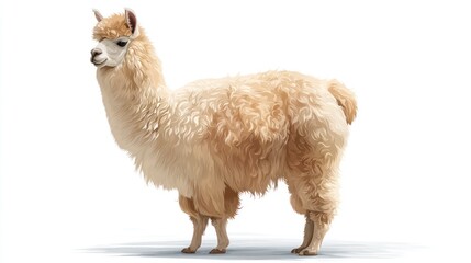 Fototapeta premium Isolated llama in profile against a white background for design projects
