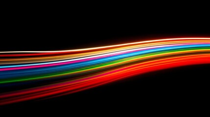 Colorful Light Trails on Black Background - Abstract Artistic Design.