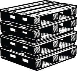 Stacked Industrial Warehouse Shipping Pallet for Logistics Illustration Isolated on White Background