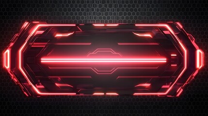 Vibrant red neon light frame against a dark honeycomb backdrop design.