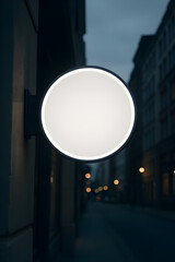 Modern round street lamp illuminating alley