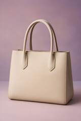 Minimalist cream leather handbag
