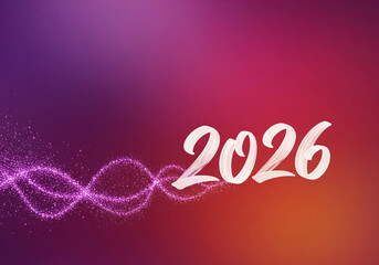 2026 New Year Celebration in Vibrant Purple and Orange Gradient with Sparkling Particles for Calendar Design