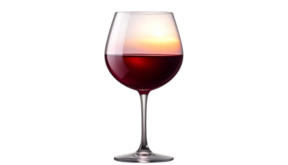 Wine glass isolated on transparent background, high-quality PNG with elegant design and clear reflections, perfect for beverage ads, restaurant menus, bar graphics, and celebrations.