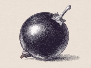 Blackcurrant Ink Sketch, Botanical Illustration Concept, Generative AI