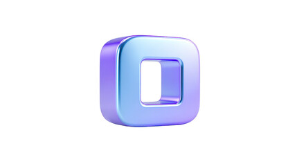 3D blue metallic letter O, modern style, isolated on transparent background, shiny and reflective, suitable for digital design, creative branding, or playful typography projects