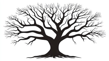 Fototapeta premium Silhouette of a bare tree against white background vector illustration