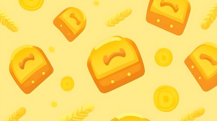 Sliced bread pattern design digital art bright yellow background fun concept