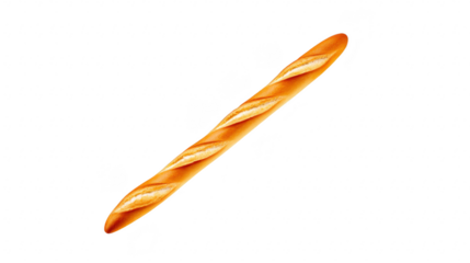Fresh baguette bread with golden crust long shape and crisp texture perfect for bakery breakfast or sandwich isolated on transparency background appetizing and classic