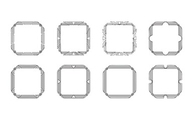 Geometric Square Frame and Modern Linear Border Set: Futuristic UI and Minimalist Outline Vector Collection