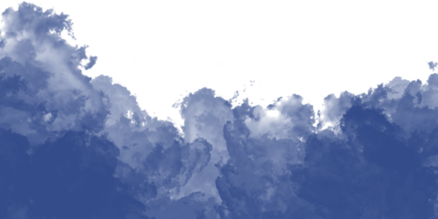 A bright summer day reveals snow-covered mountains under a blue sky filled with fluffy white cumulus clouds and natural sunlight