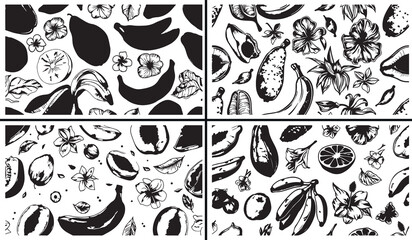 Naklejka premium abstract floral clipart, organic shape illustration, modern botanical art, hand drawn abstract flowers, minimalist nature designs, black white abstract clipart, printable abstract elements, floral sur