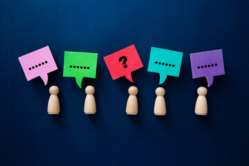 Concept of teamwork and communication with colorful speech bubbles