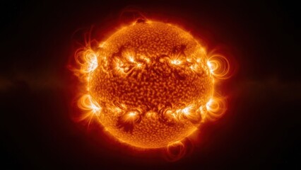 A bright, vibrant image of the sun, with visible surface activity against a black background