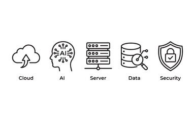 Education and Online Learning Essentials Line Icon Set: Book, Graduation Cap, Pencil, School, and Laptop Vector Illustration
