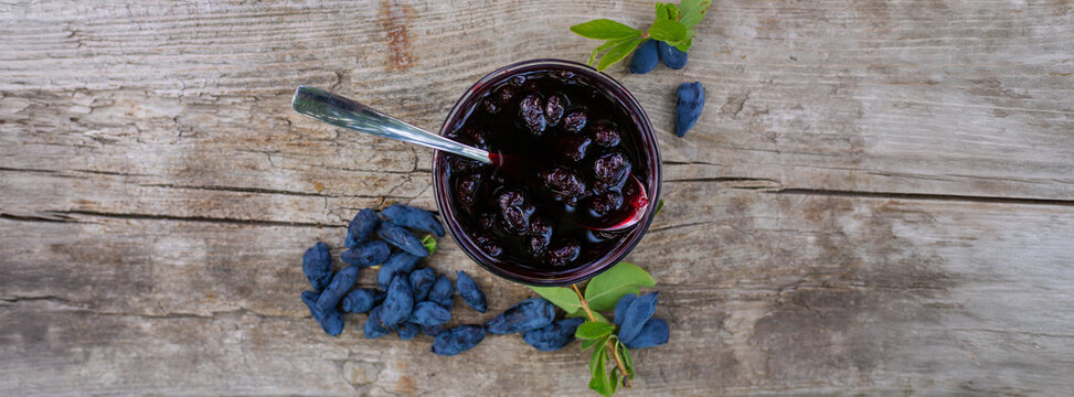 Honeysuckle jam in the garden. Selective focus.