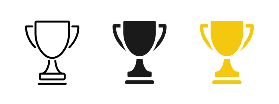 Trophy cup icon representing victory and achievement. Symbol of success, award and winning for business goals, sports competitions, performance ranking and motivation design.