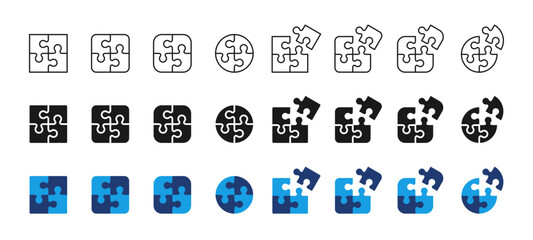 Puzzle icon with missing piece representing logic game and brain teaser. Concept of riddle, problem solving, thinking challenge and incomplete puzzle for education, quizzes and mind games.