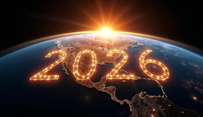 Earth shines in 2026 at sunrise.