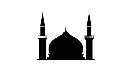 Black silhouette of a mosque.