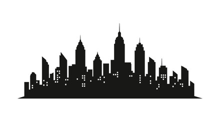 Fototapeta premium Black silhouette of city skyline buildings.
