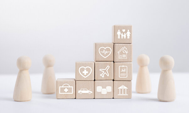 The staircase-like arrangement of blocks a different domain of coverage. The ascending layout implies growth, stability, or a journey toward comprehensive protection.