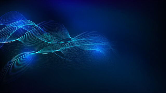 Abstract technology data flow background with glowing particles