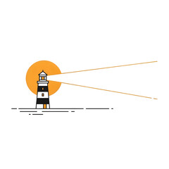 Pixel Art Lighthouse Beacon Guiding Light - Coastal Navigation Icon for Safety at Sea, Minimalist Digital Graphic