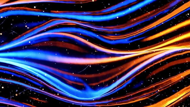 Abstract black grunge stripes illuminated by blue and orange neon glowing light. High-contrast textures with a modern, edgy, cyberpunk-inspired aesthetic