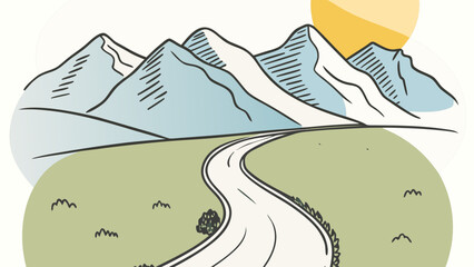 winter landscape with mountains and the moon