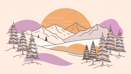 winter landscape with snow