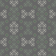 Cross-stitch ethnic boho seamless pattern. Traditional ornament. Tribal pattern. Folk motif. Pixel pattern. Ideas for wallpaper, textiles, wrapping, and web page backgrounds.