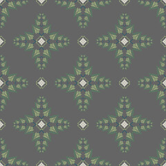 Seamless pattern with decorative elements. Hand-drawn background. Pixel pattern. Cross-stitch seamless pattern for wallpaper, textiles, wrapping, tiles, pottery, and web page backgrounds.