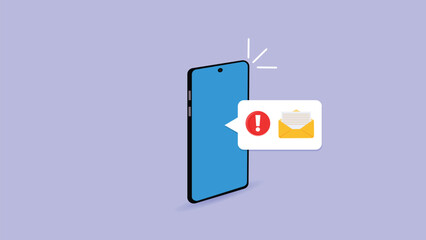 Phone notifications. Smartphone with new mail vector illustration on isolated background. Reminder message, sign business concept
