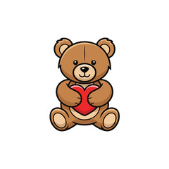 Obraz premium Teddy bear holding heart isolated on transparent background